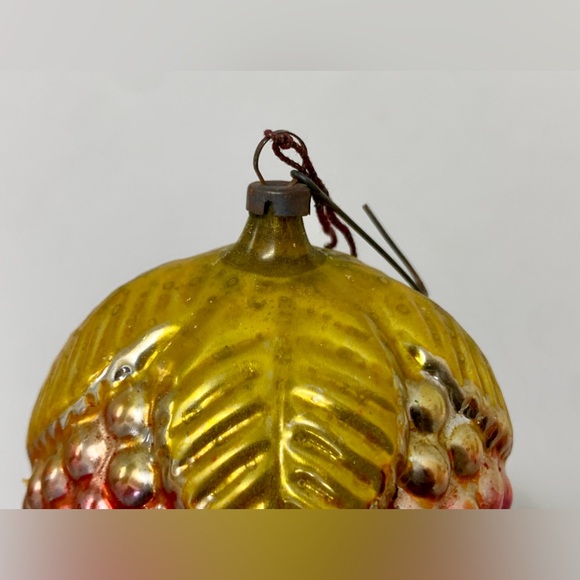 Antique Mercury Glass Pink Yellow Figural Berry Fruit Christmas Tree Ornament - Picture 11 of 16